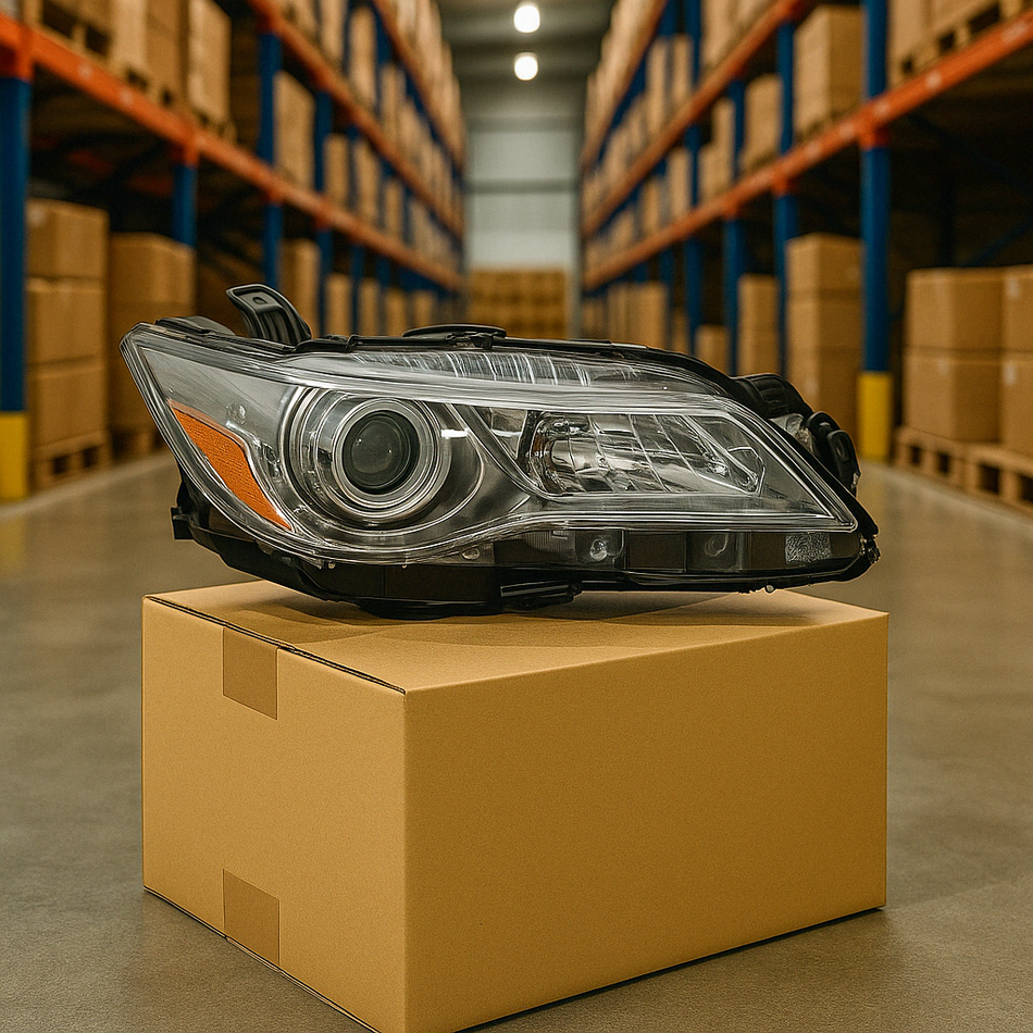 2015-2017 Toyota Camry head lamp passenger side halogen chrome LE/XLE RH  On Box View - halogen - High-Quality - TO2503222