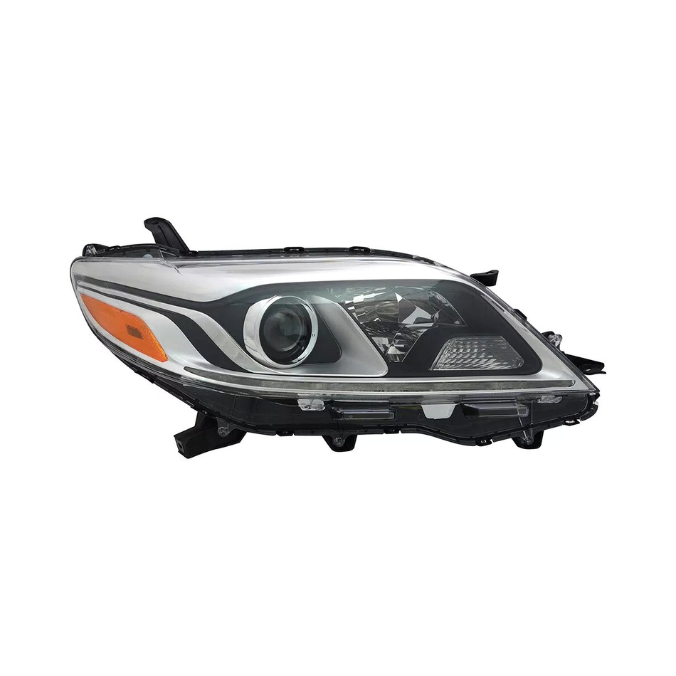 2015-2020 Toyota Sienna headlamp assembly passenger side se model halogen with led DRL blk RH Front View - Standard - High-Quality - TO2503231