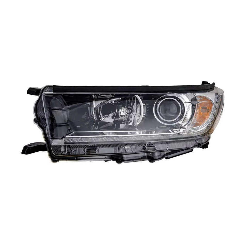 2017-2019 Toyota Highlander headlamp driver side with led DRL with black accent LH Front View - Standard - High-Quality - TO2502253
