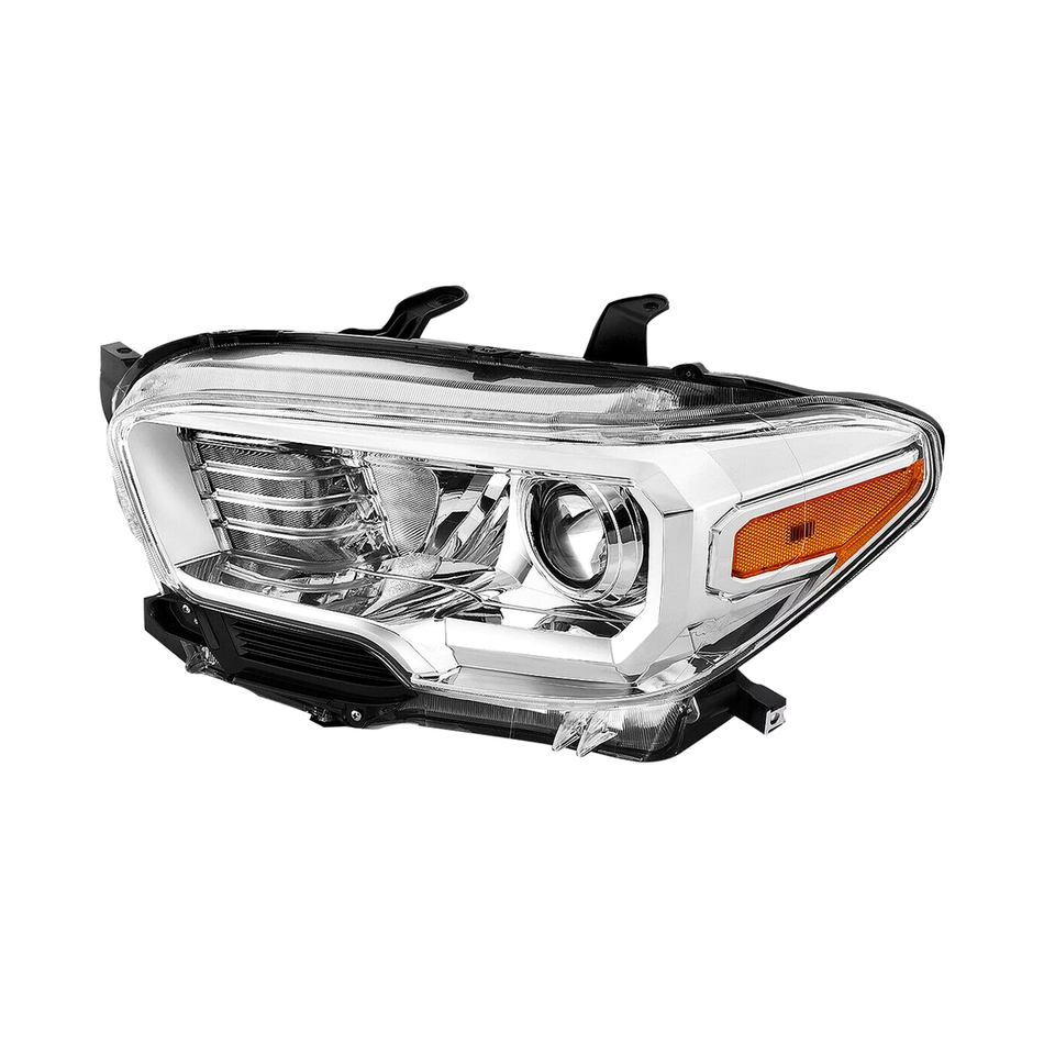 2019-2023 Toyota Tacoma headlamp assembly driver side halogen chrome without led drl with fog lamps LH 45-Degree View - Standard - High-Quality - TO2502276