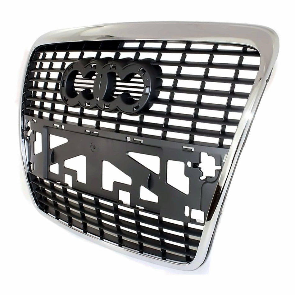 2005-2008 Audi A6 Grille Silver Black Without Sensor – Side View (AU1200111)