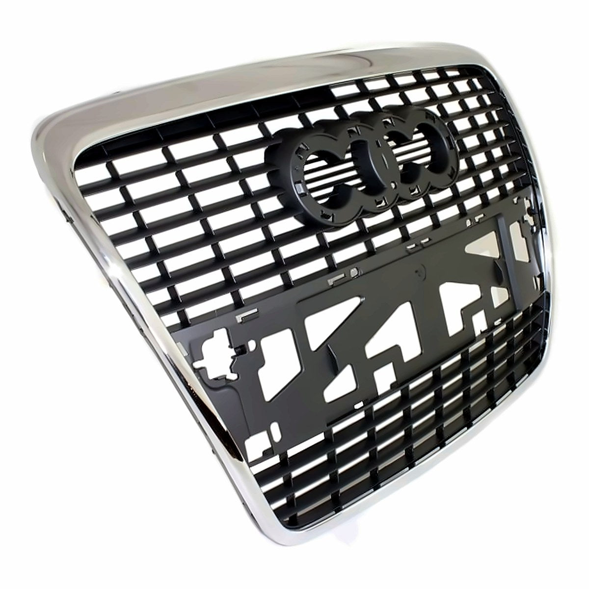 2005-2008 Audi A6 Grille Silver Black Without Sensor – Side View (AU1200111)