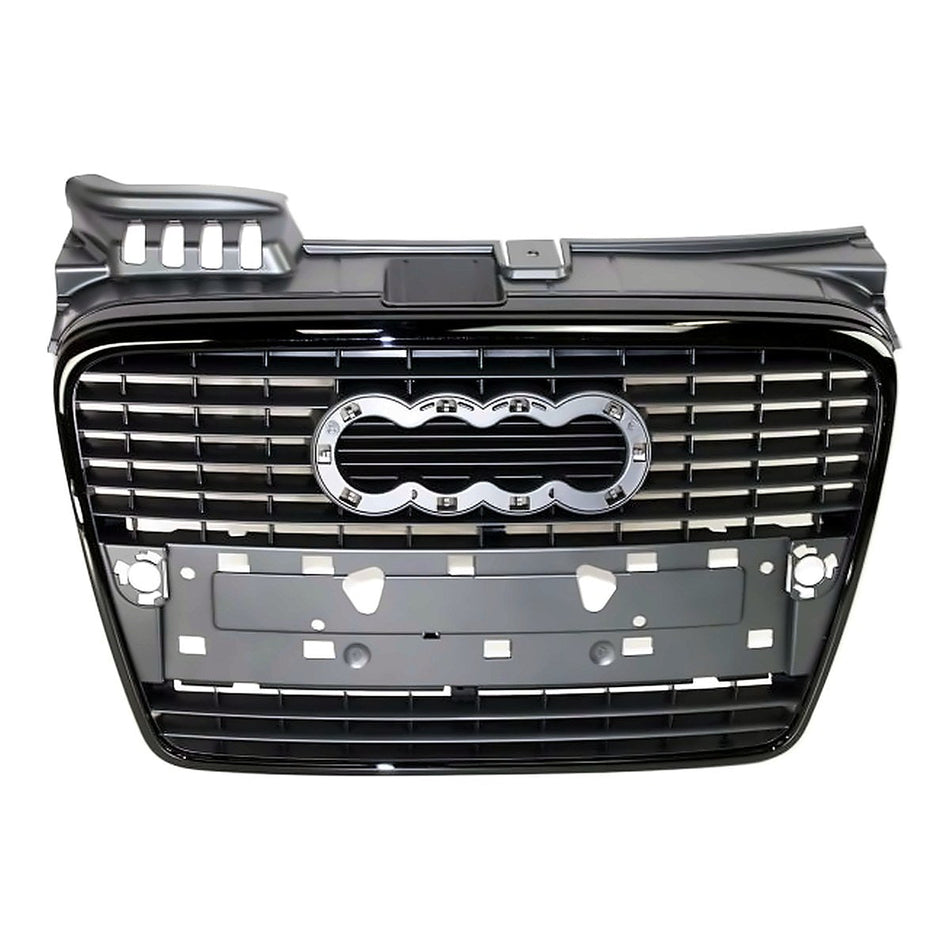 2006-2008 Audi A4 Grille (Ptd/Primed-Black) Without S-Line Pkg – Front View (AU1200113)