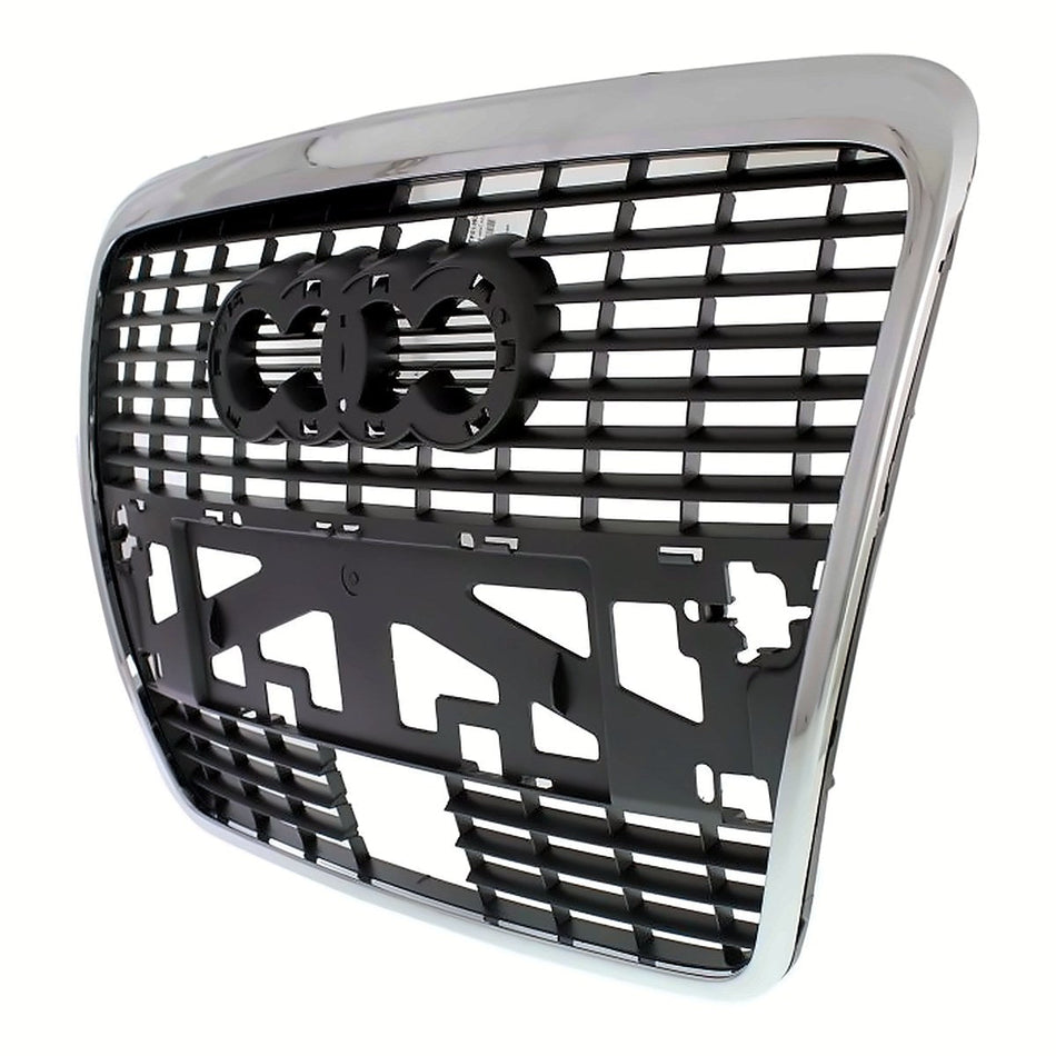 2009-2011 Audi A6 Grille Slv-Black With Chrome Frontame With Hole – Side View (AU1200130)