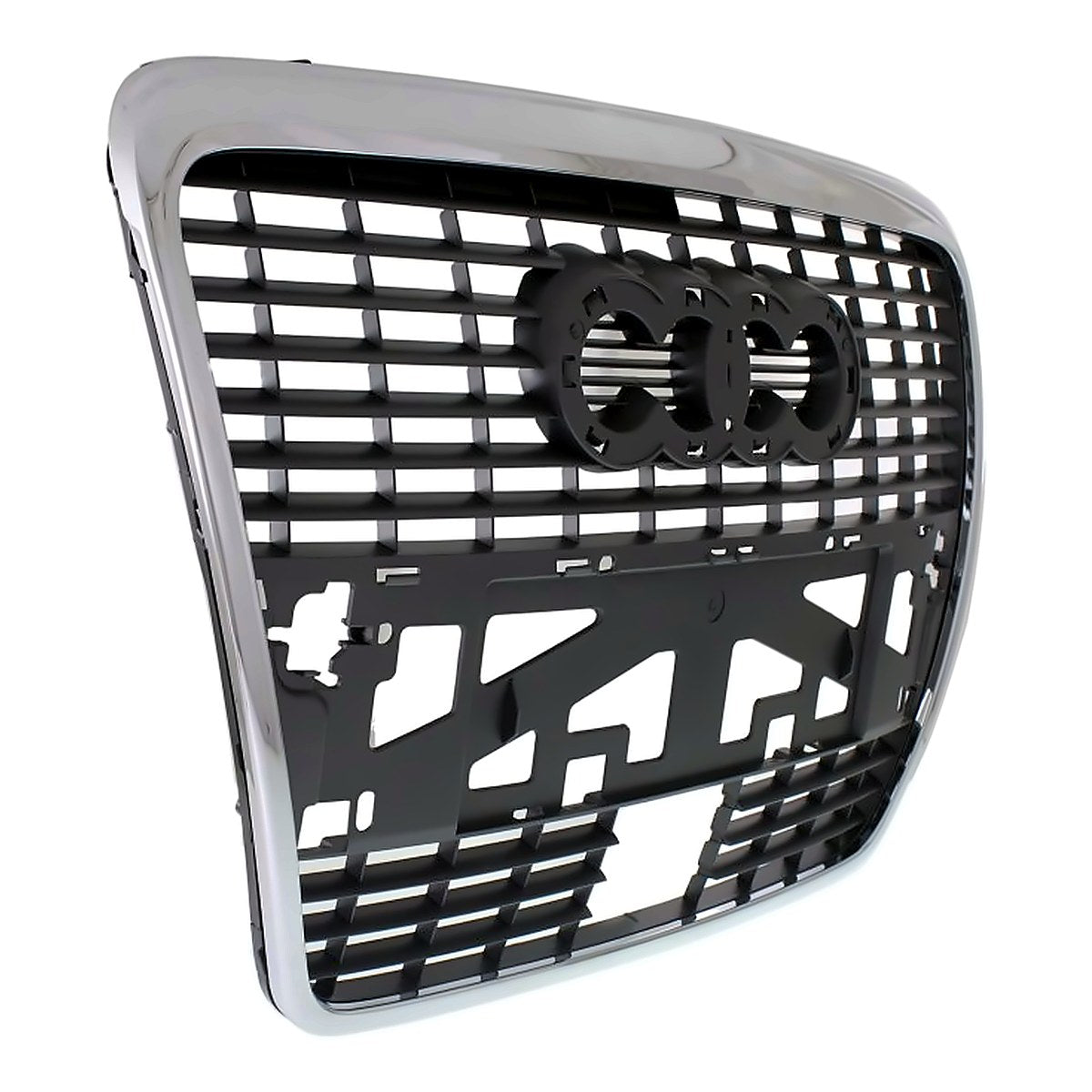 2009-2011 Audi A6 Grille Slv-Black With Chrome Frontame With Hole – Side View (AU1200130)