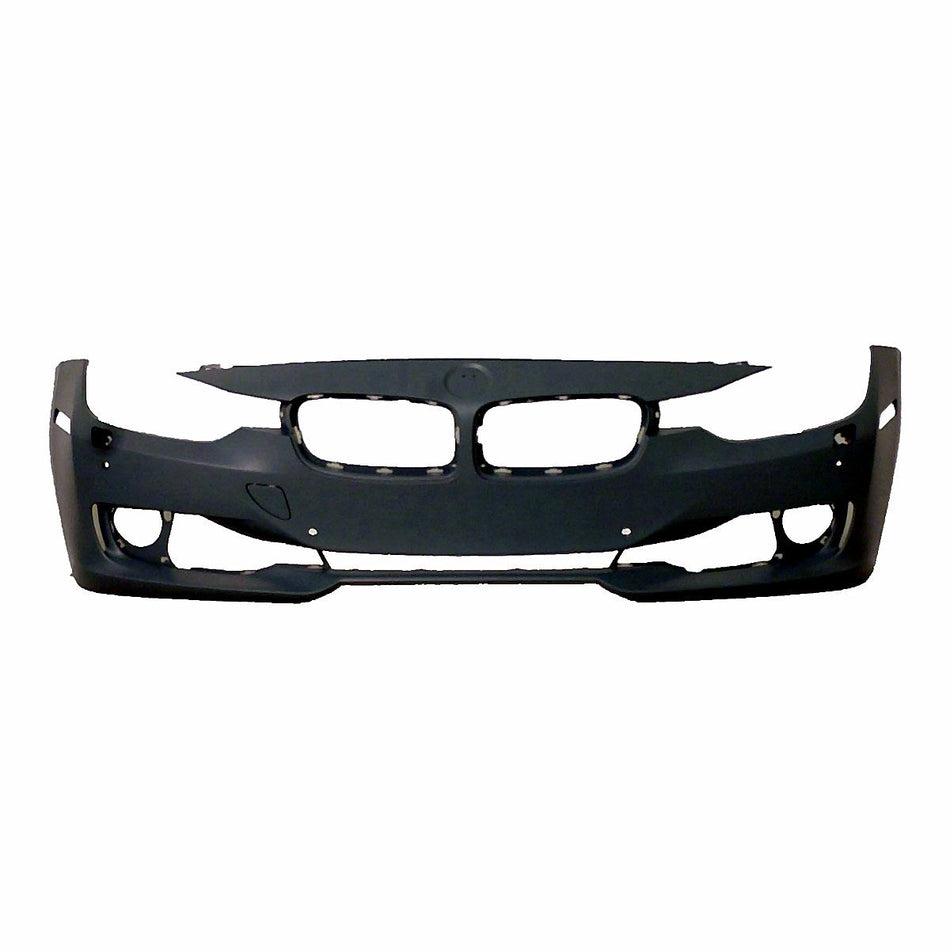 2012-2015 Bmw 3_Series_Sedan Bumper Front With Sensor/Wash Without Cam/Park Distance Control Without Moulding Hole Primed_BM1000259