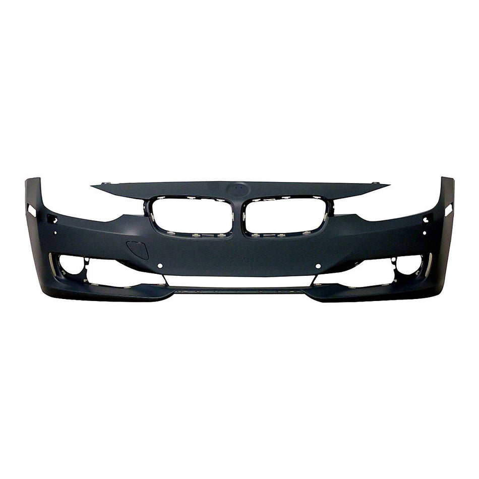2012-2015 Bmw 3_Series_Sedan Bumper Front With Sensor/Wash/Aid Without Cam Hole With Moulding Hole Primed_BM1000268