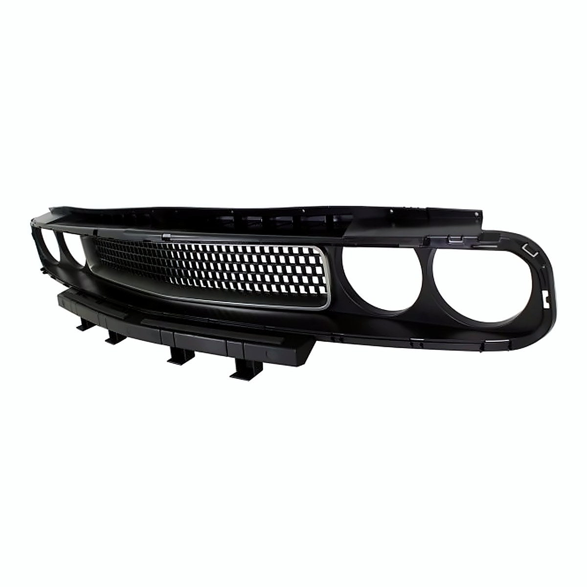 2008-2014 Dodge Challenger Grille Matte Black With Silver Trim – Side View (CH1200338)