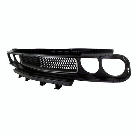 2008-2014 Dodge Challenger Grille Matte Black With Silver Trim – Side View (CH1200338)