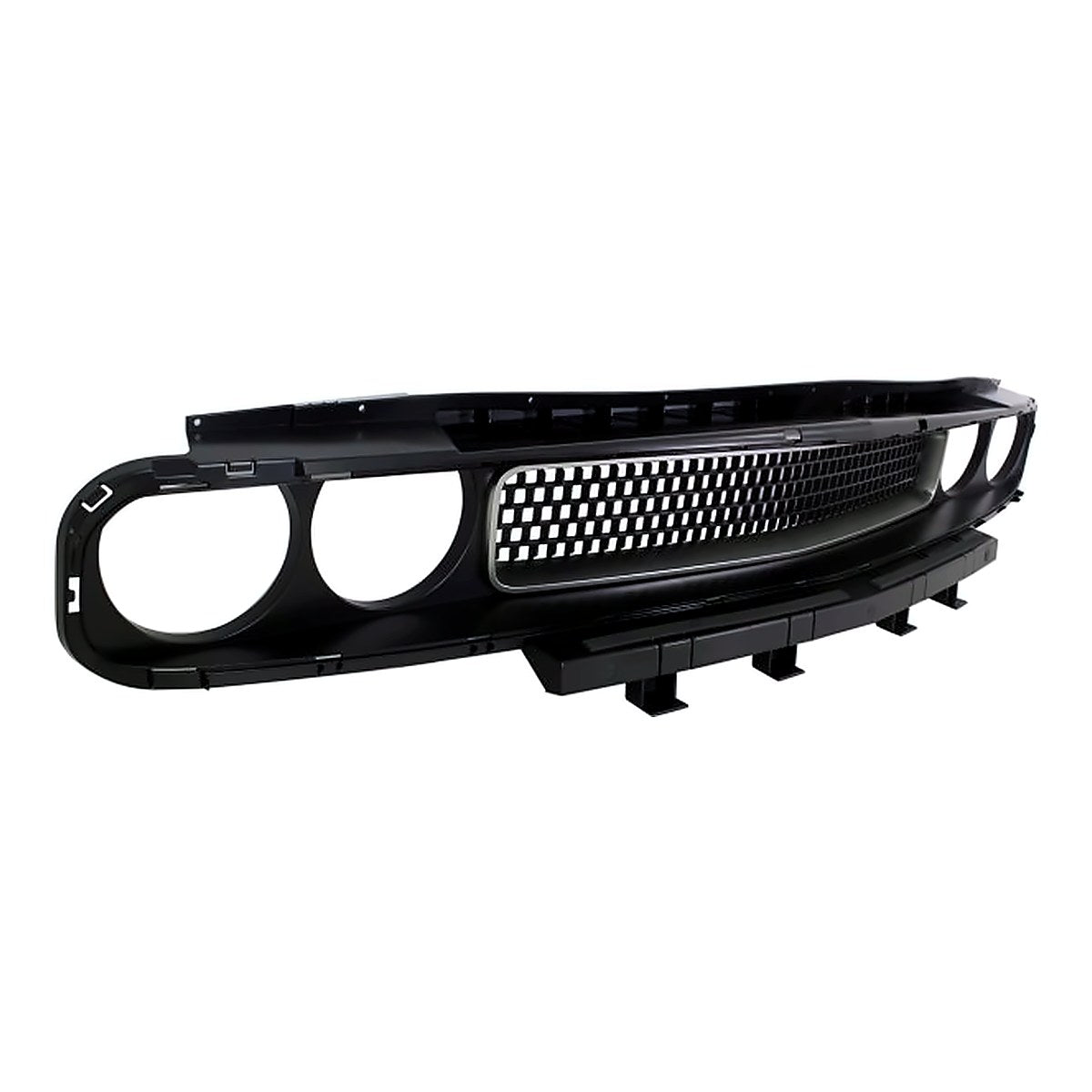 2008-2014 Dodge Challenger Grille Matte Black With Silver Trim – Side View (CH1200338)