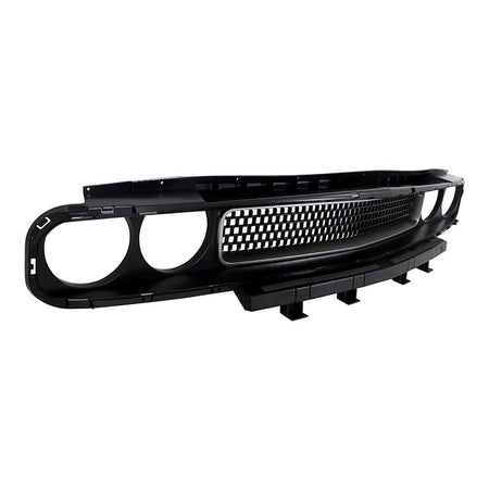 2008-2014 Dodge Challenger Grille Matte Black With Silver Trim – Side View (CH1200338)