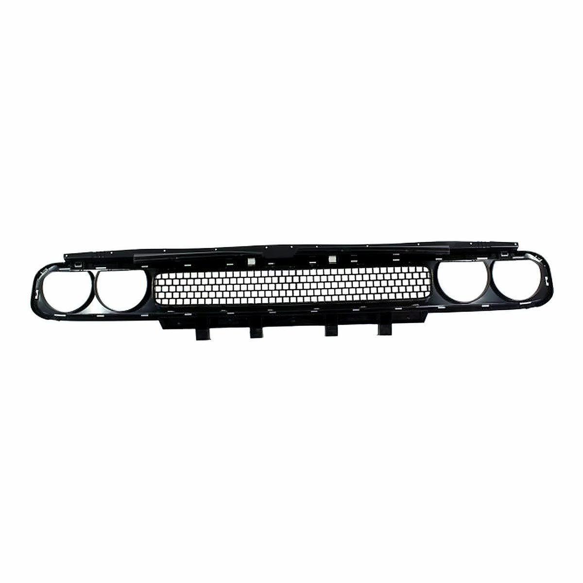 2008-2014 Dodge Challenger Grille Matte Black With Silver Trim – Back View (CH1200338)
