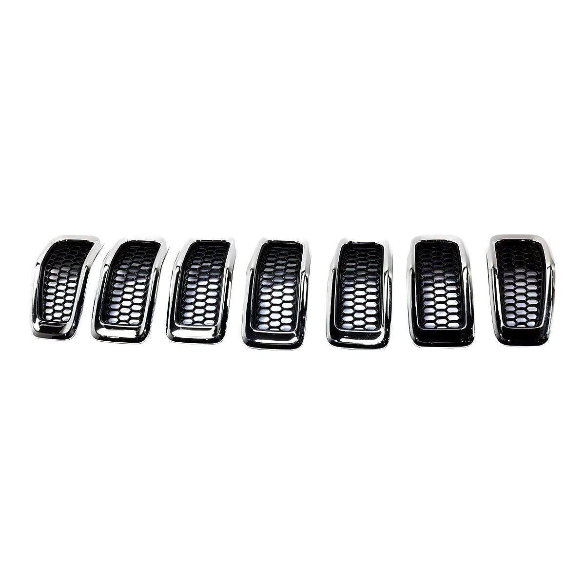2014-2018 Jeep Cherokee Grille Matte Black With Chrome Moulding 7 Pieces Set – Front View (CH1200375)