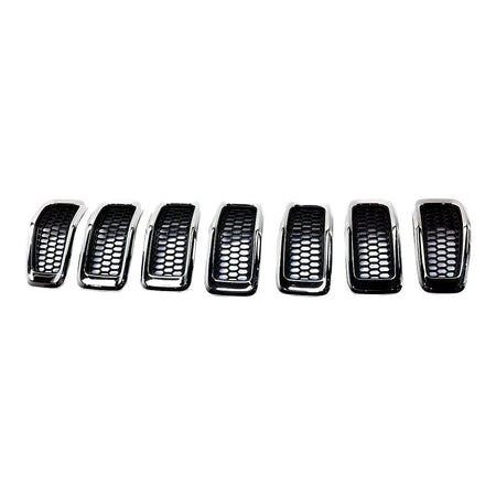 2014-2018 Jeep Cherokee Grille Matte Black With Chrome Moulding 7 Pieces Set – Front View (CH1200375)