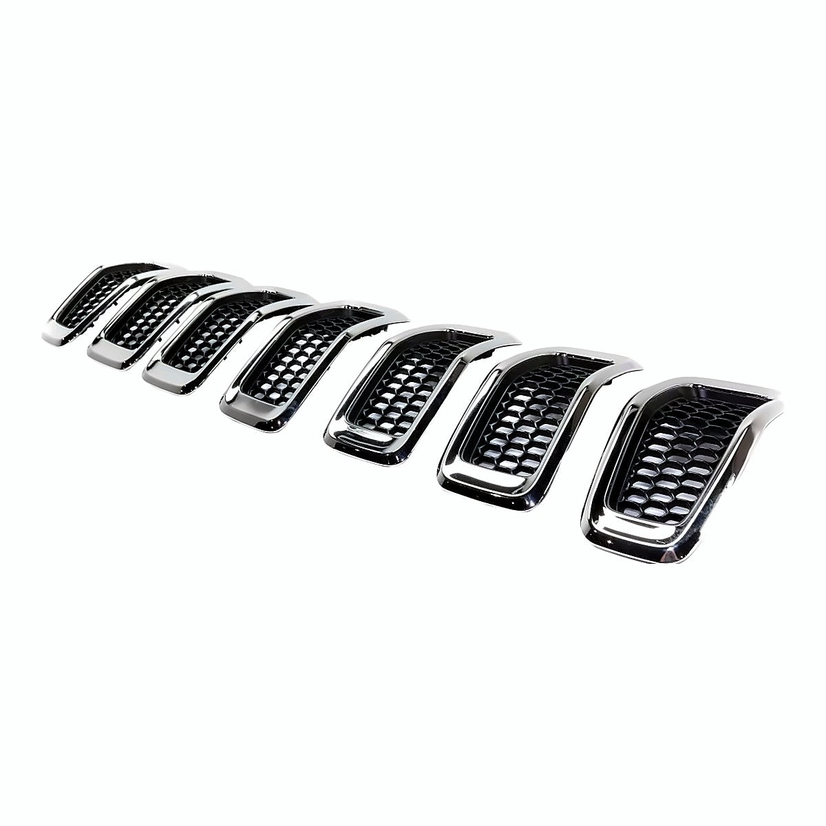 2014-2018 Jeep Cherokee Grille Matte Black With Chrome Moulding 7 Pieces Set – Side View (CH1200375)