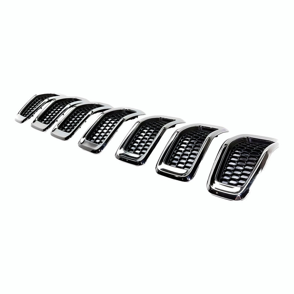 2014-2018 Jeep Cherokee Grille Matte Black With Chrome Moulding 7 Pieces Set – Side View (CH1200375)