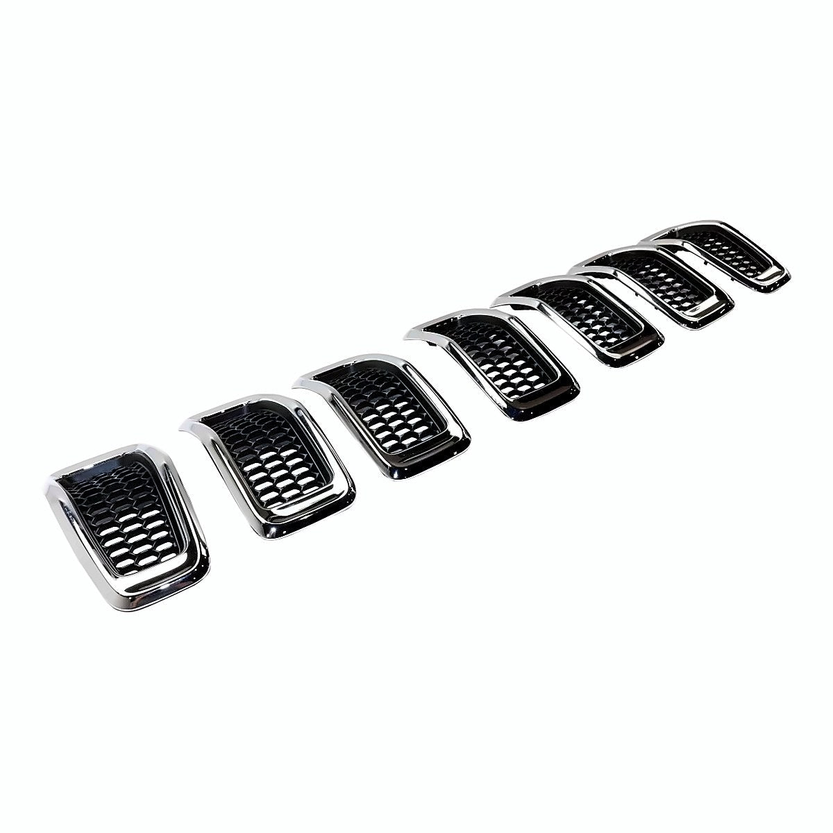 2014-2018 Jeep Cherokee Grille Matte Black With Chrome Moulding 7 Pieces Set – Side View (CH1200375)
