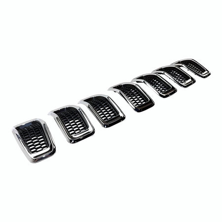 2014-2018 Jeep Cherokee Grille Matte Black With Chrome Moulding 7 Pieces Set – Side View (CH1200375)