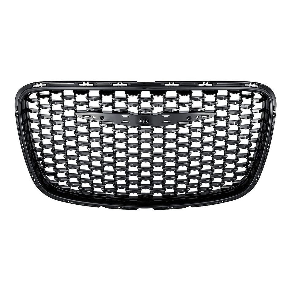 2015-2023 Chrysler 300 Grille Glossy-Black Mesh / Frontame For 300S/ Ltd Models – Front View (CH1200393)