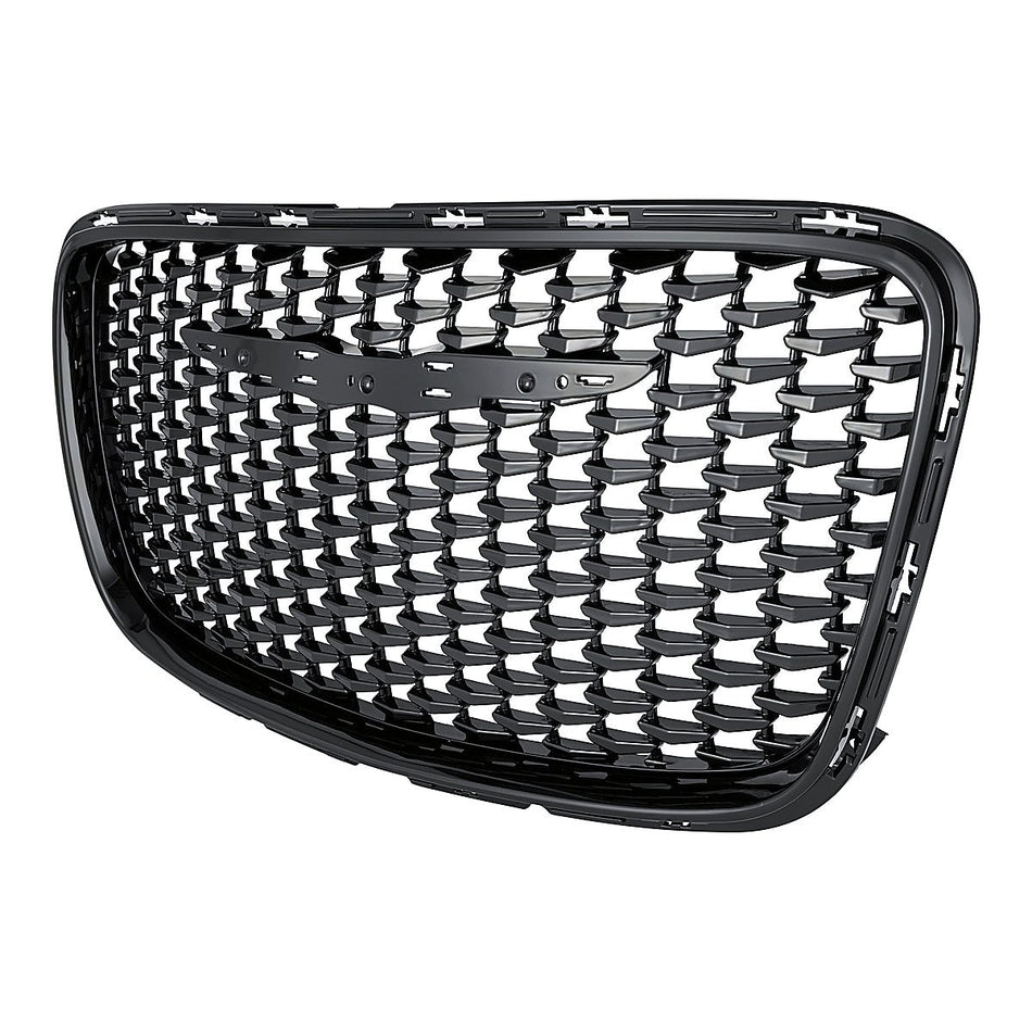 2015-2023 Chrysler 300 Grille Glossy-Black Mesh / Frontame For 300S/ Ltd Models – Side View (CH1200393)