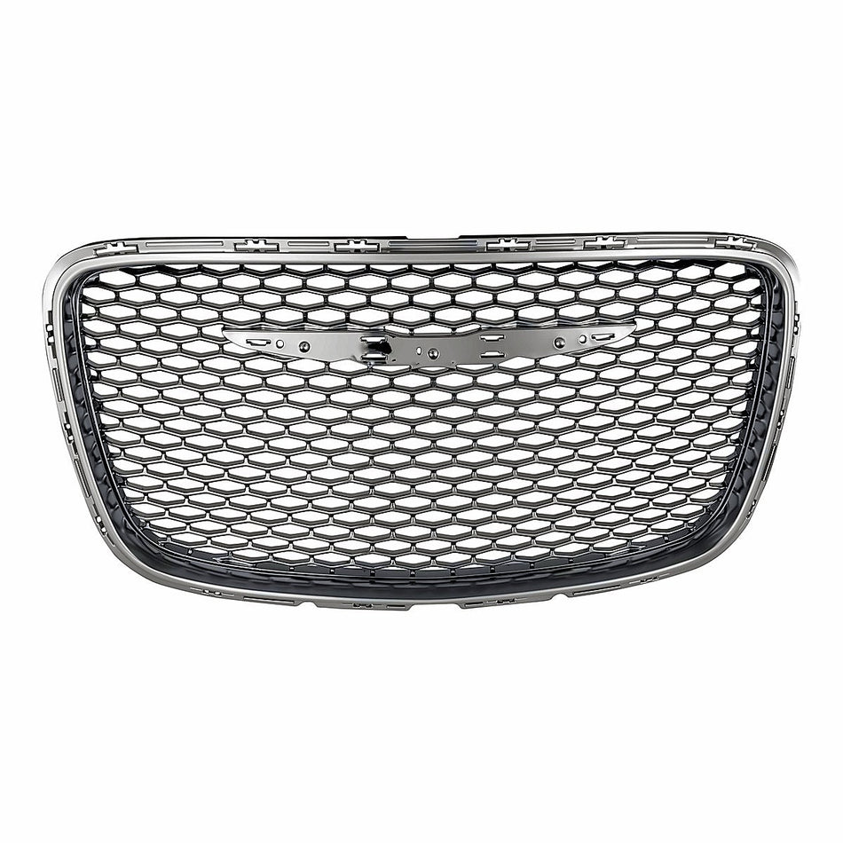 2015-2023 Chrysler 300 Grille Front Ptd Bright Black With Satin Chrome Frontame – Front View (CH1200396)