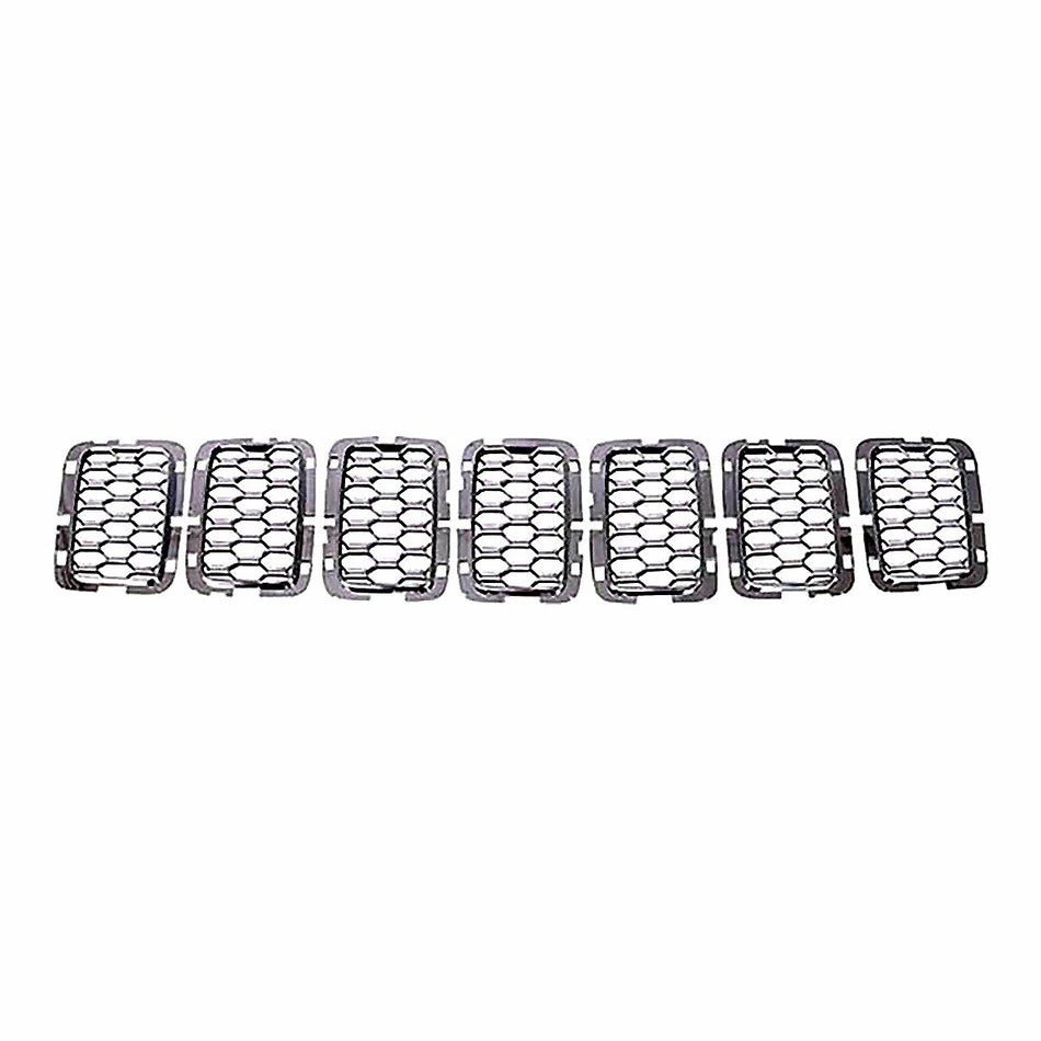 2017-2021 Jeep Grand_Cherokee Grille Trim Ring 7-Piece Set Satin Chrome Exclude Srt/Trackhawk Model – CH1201114