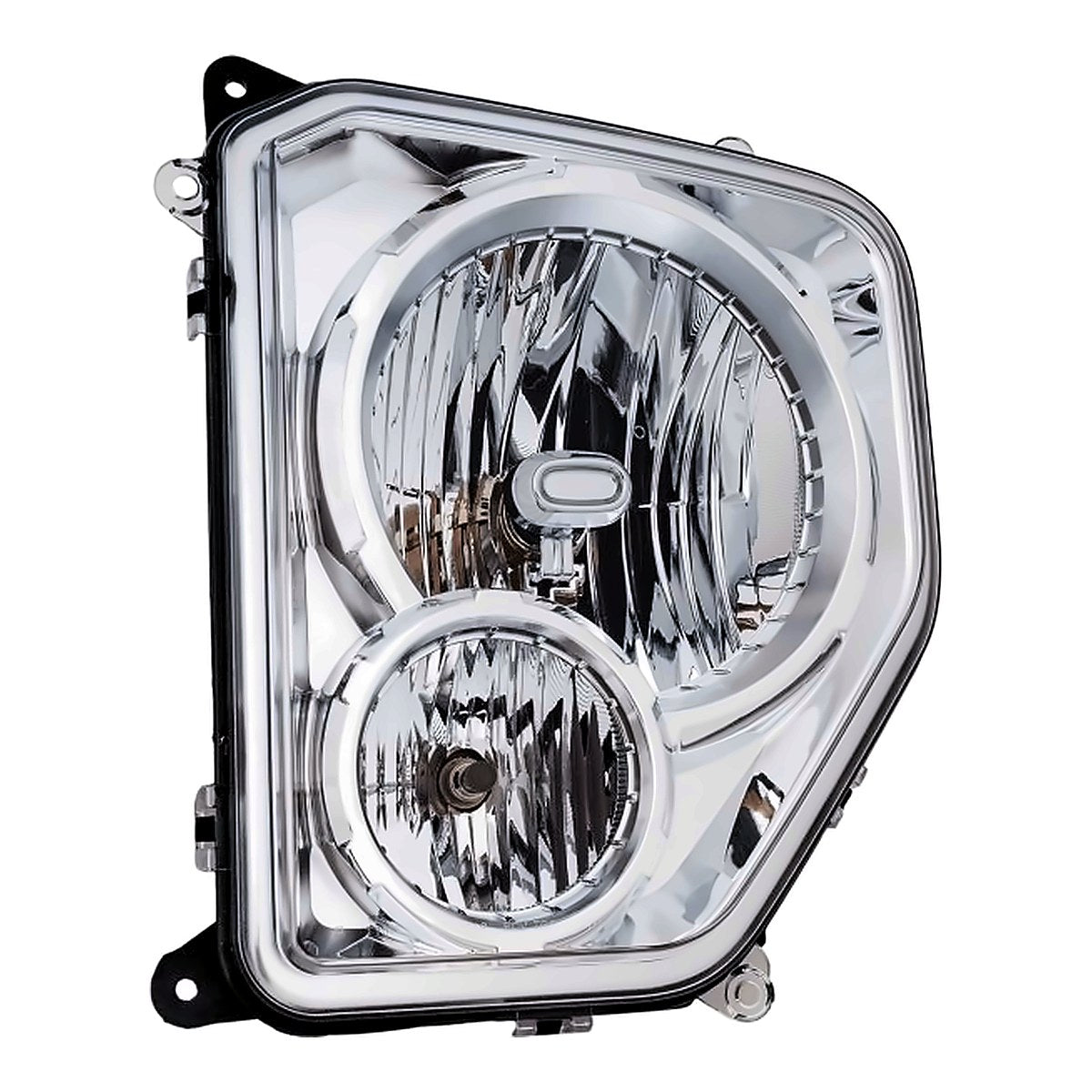 2008-2012 Jeep Liberty Headlight Driver Side Chrome Bezel With Fog Light Round Bulb Shield – Front View (CH2502233)
