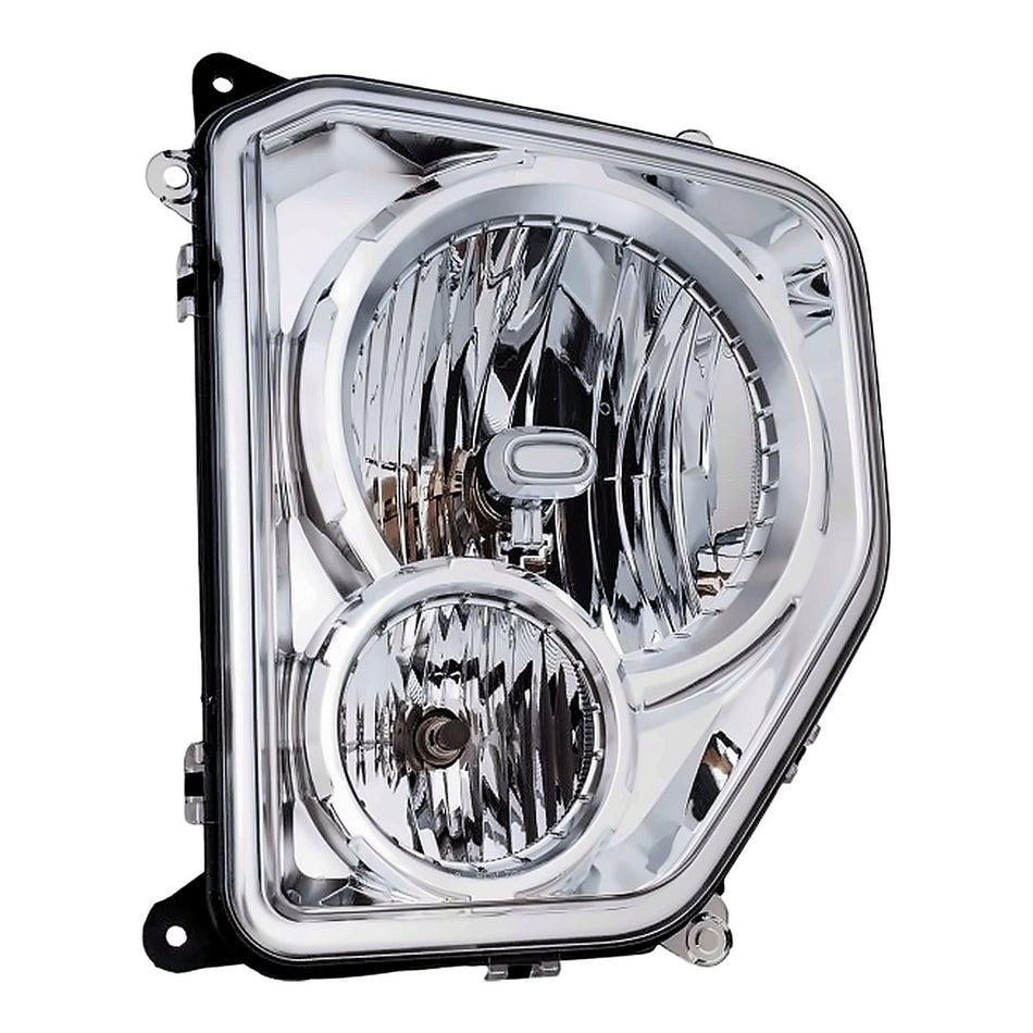 2008-2012 Jeep Liberty Headlight Driver Side Chrome Bezel With Fog Light Round Bulb Shield – Front View (CH2502233)