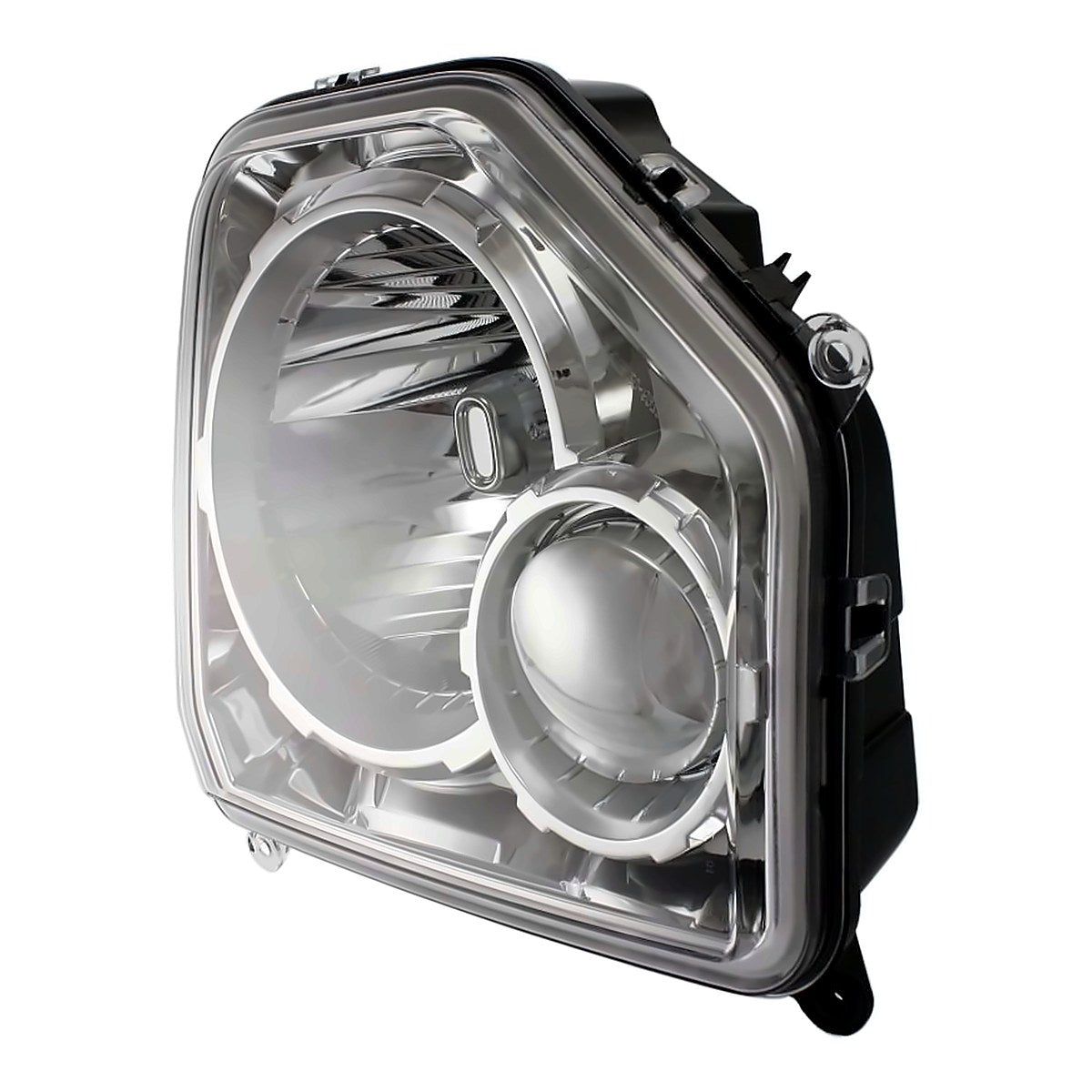 2008-2012 Jeep Liberty Headlight Driver Side Chrome Bezel Without Fog Light Round Bulb Shield – Angle View (CH2502234)