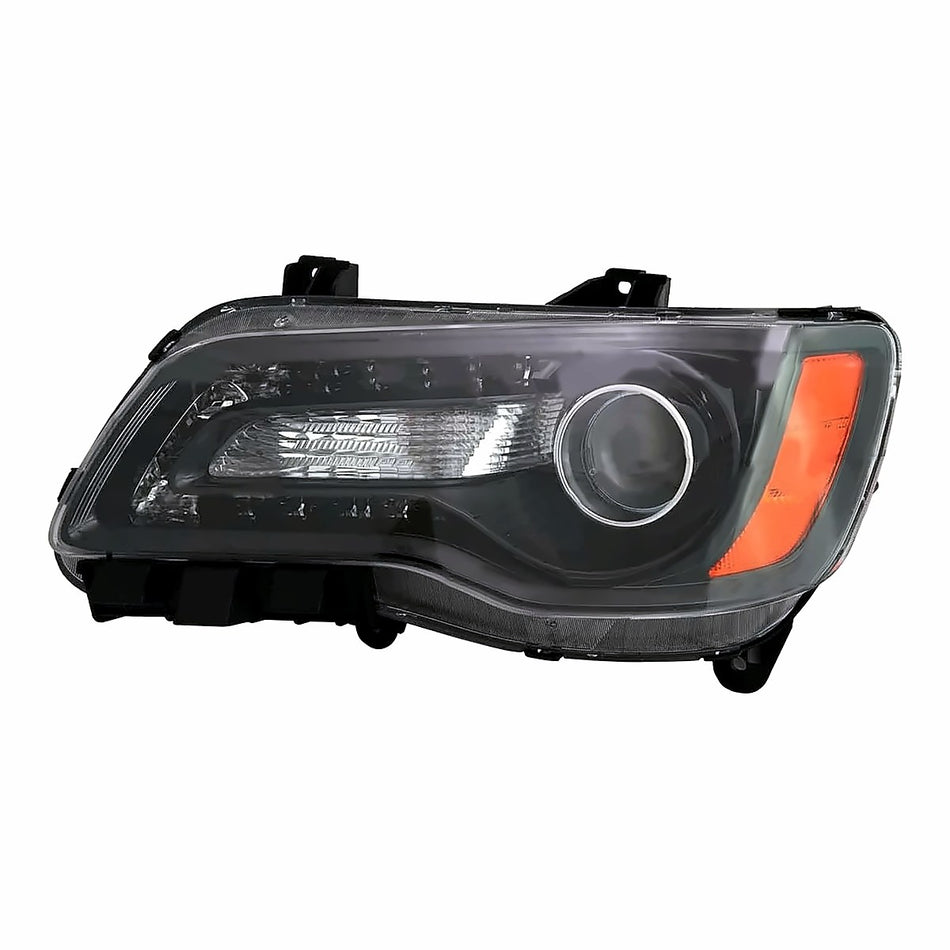 2012-2014 Chrysler 300 Headlight Driver Side Halogen Black Bezel – Front View (CH2502235)