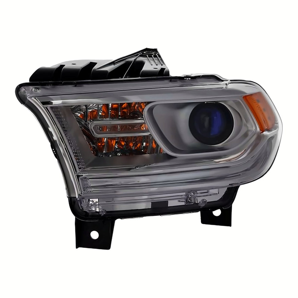 2014-2015 Dodge Durango Headlight Driver Side Halogen Chrome Bezel Without Led Drl – Front View (CH2502256)