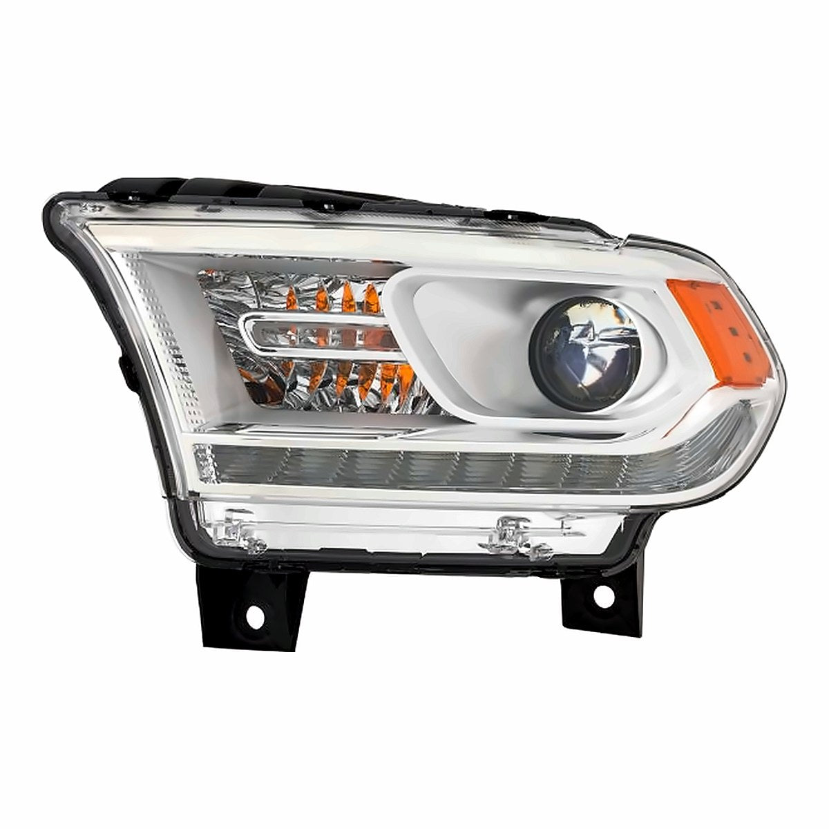 2014-2015 Dodge Durango Headlight Driver Side Halogen Chrome Bezel With Led Drl – Front View (CH2502257)