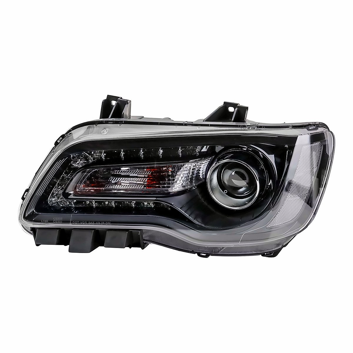 2015-2017 Chrysler 300 Headlight Driver Side Halogen Black Bezel – Front View (CH2502269)