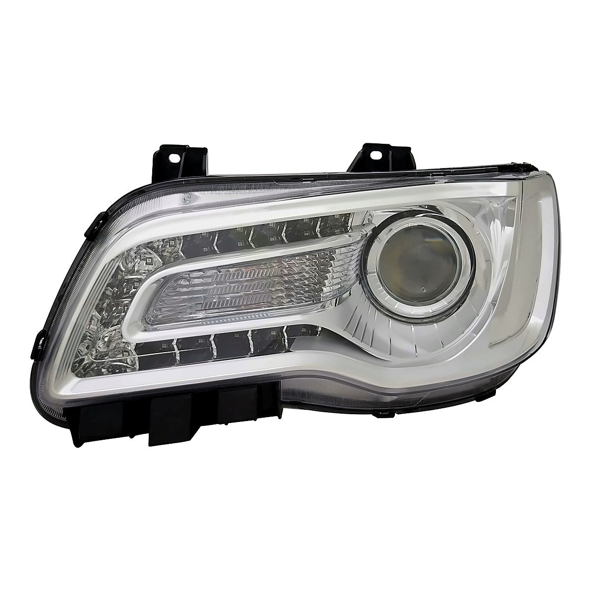 2018-2023 Chrysler 300 Headlight Driver Side Halogen With Chrome Bezel Projector Type – Front View (CH2502322)