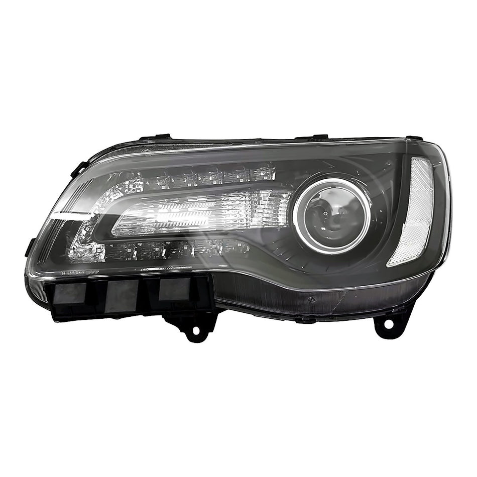 2018-2023 Chrysler 300 Headlight Driver Side Halogen Black Projection Type – Front View (CH2502331)