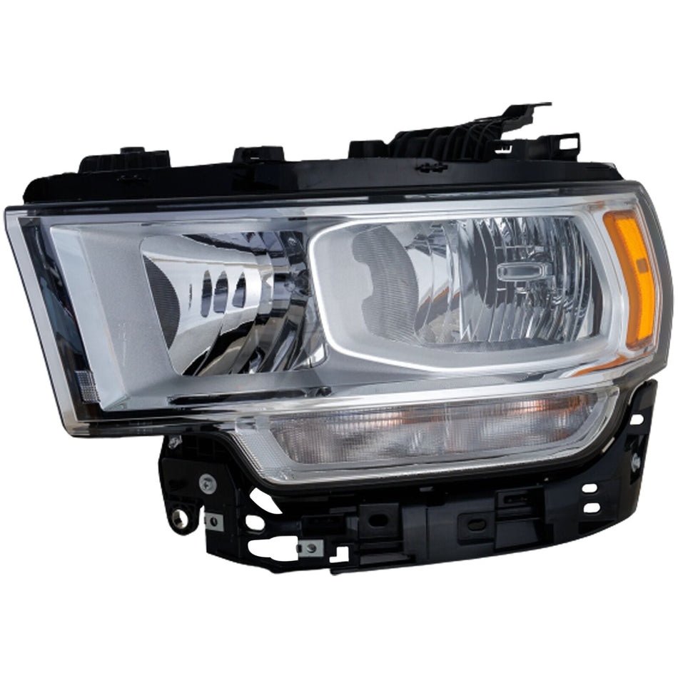 2019-2024 Ram 2500 Headlight Driver Side Halogen Chrome Bezel Without Logo 