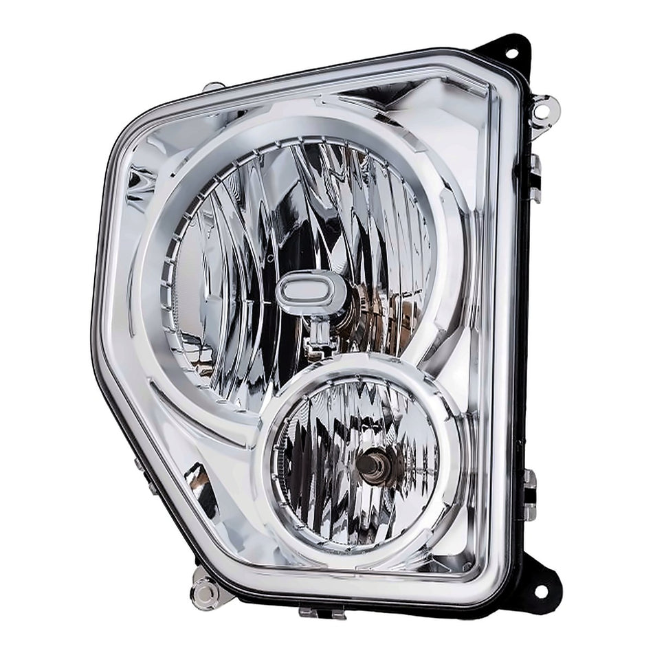 2008-2012 Jeep Liberty Headlight Passenger Side Chrome Bezel With Fog Light Round Bulb Shield – Front View (CH2503233)