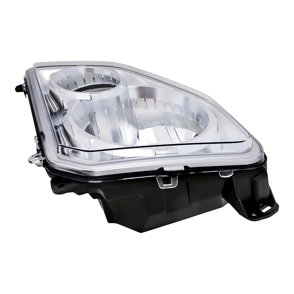 2008-2012 Jeep Liberty Headlight Passenger Side Chrome Bezel With Fog Light Round Bulb Shield – Angle View (CH2503233)