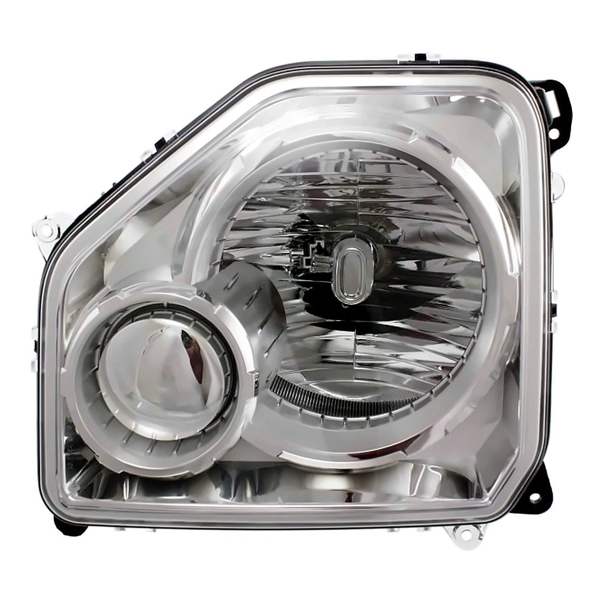 2008-2012 Jeep Liberty Headlight Passenger Side Chrome Bezel Without Fog Light Round Bulb Shield – Front View (CH2503234)
