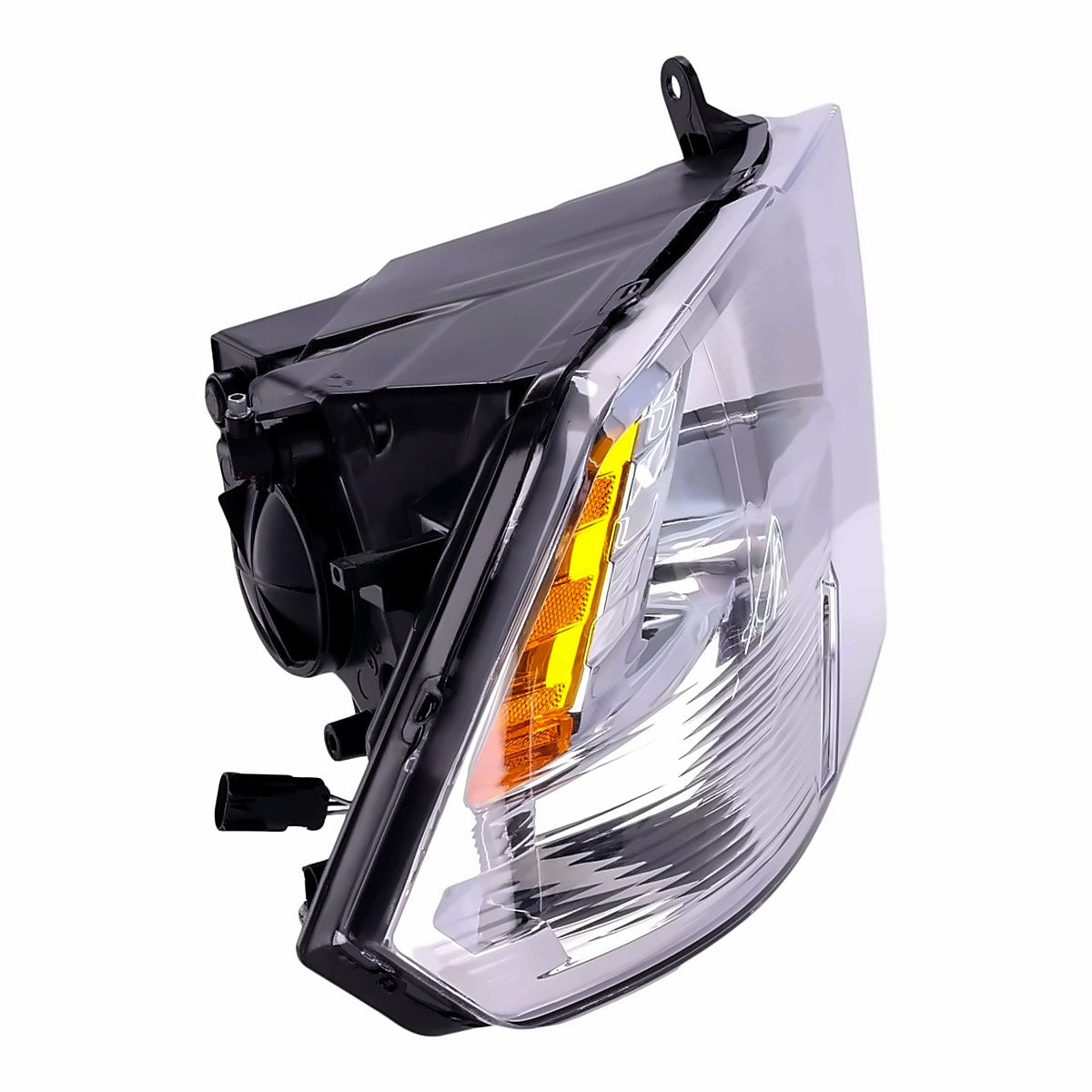 2013-2018 Ram 1500 Headlight Passenger Side Chrome Halogen Without Drl Without Projector Type 2Nd Design With Dual Rear Wheel Reflector – Angle View (CH2503242)