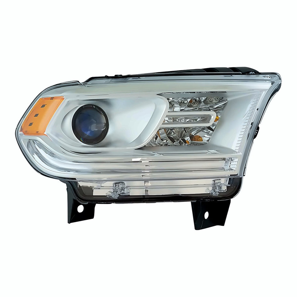 2014-2015 Dodge Durango Headlight Passenger Side Halogen Chrome Bezel Without Led Drl – Front View (CH2503256)