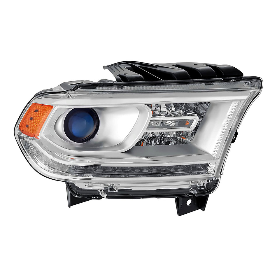 2014-2015 Dodge Durango Headlight Passenger Side Halogen Chrome Bezel With Led Drl – Front View (CH2503257)