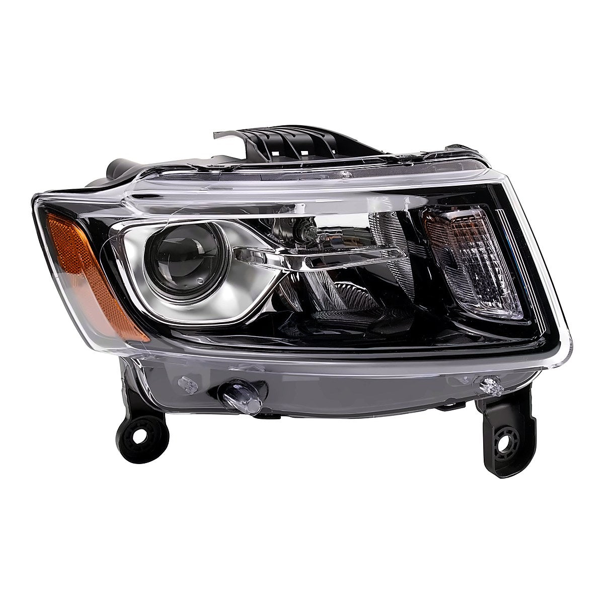 2014-2016 Jeep Grand_Cherokee Headlight Passenger Side Halogen Std Type Black Bezel – Front View (CH2503308)