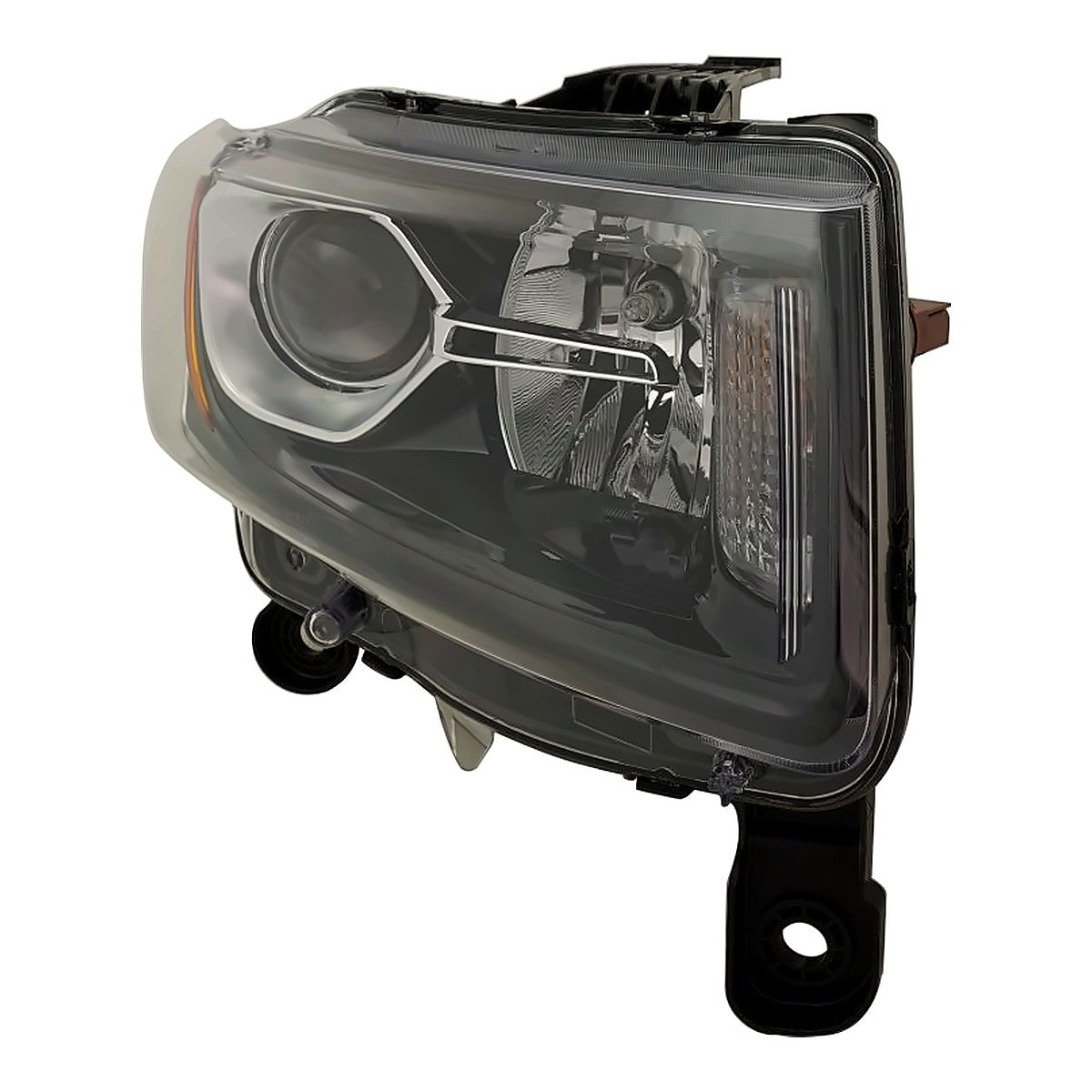 2014-2016 Jeep Grand_Cherokee Headlight Passenger Side Halogen Std Type Black Bezel – Angle View (CH2503308)