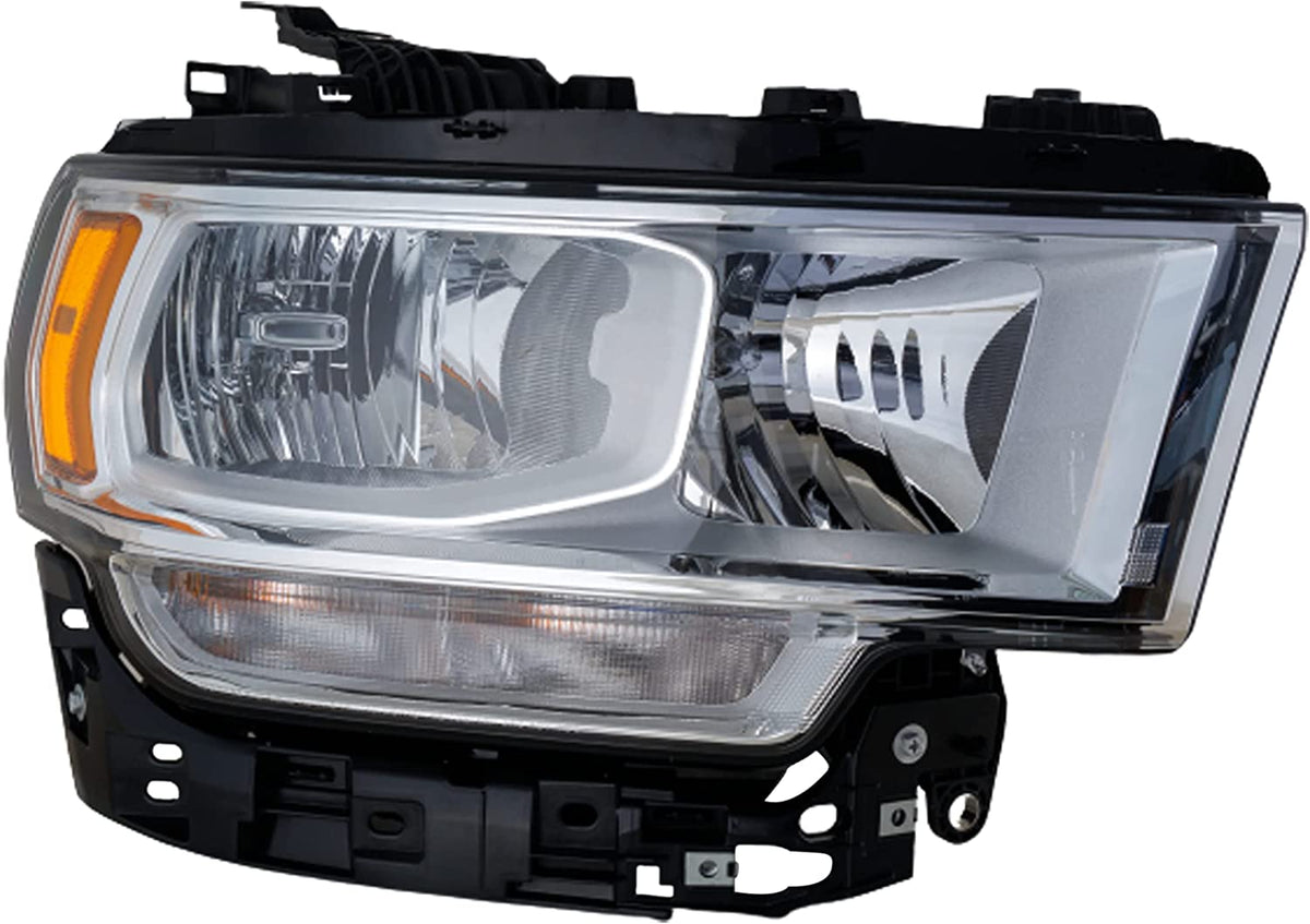 2019-2024 Ram 2500 Headlight Passenger Side Halogen Chrome Bezel Without Logo 