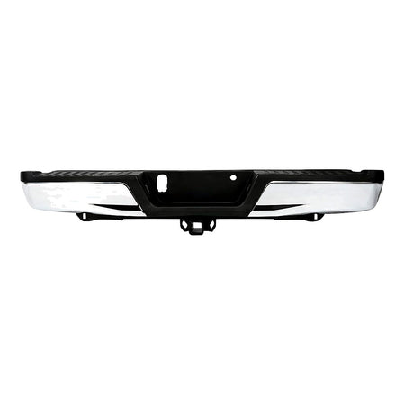 2015-2020 Ford F150 Bumper Rear Assy Chrome With Black Pad With Max Tow Hitch Without Sensor – FO1103187