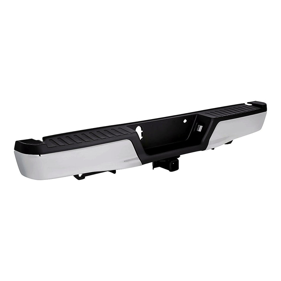 2015-2020 Ford F150 Bumper Rear Assy Chrome With Black Pad With Max Tow Hitch Without Sensor – FO1103187-2