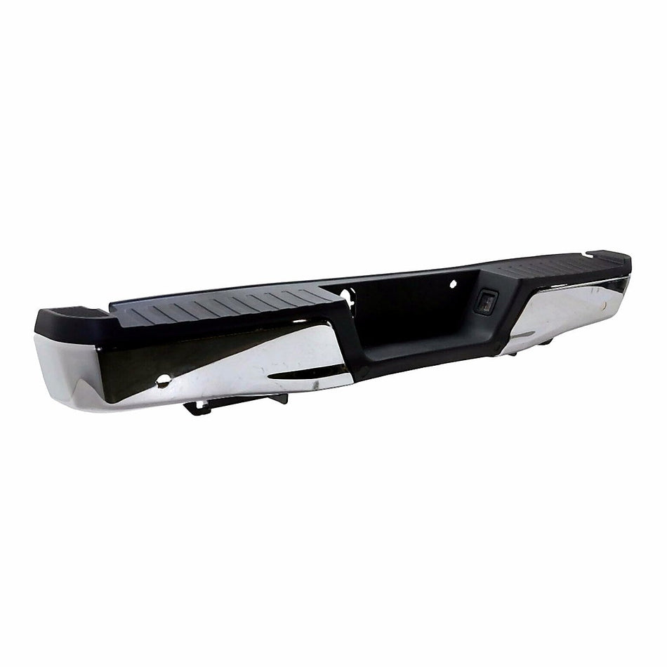 2015-2020 Ford F150 Bumper Rear Assy Chrome With Black Pad With Sensor/Max Tow Hitch_FO1103191