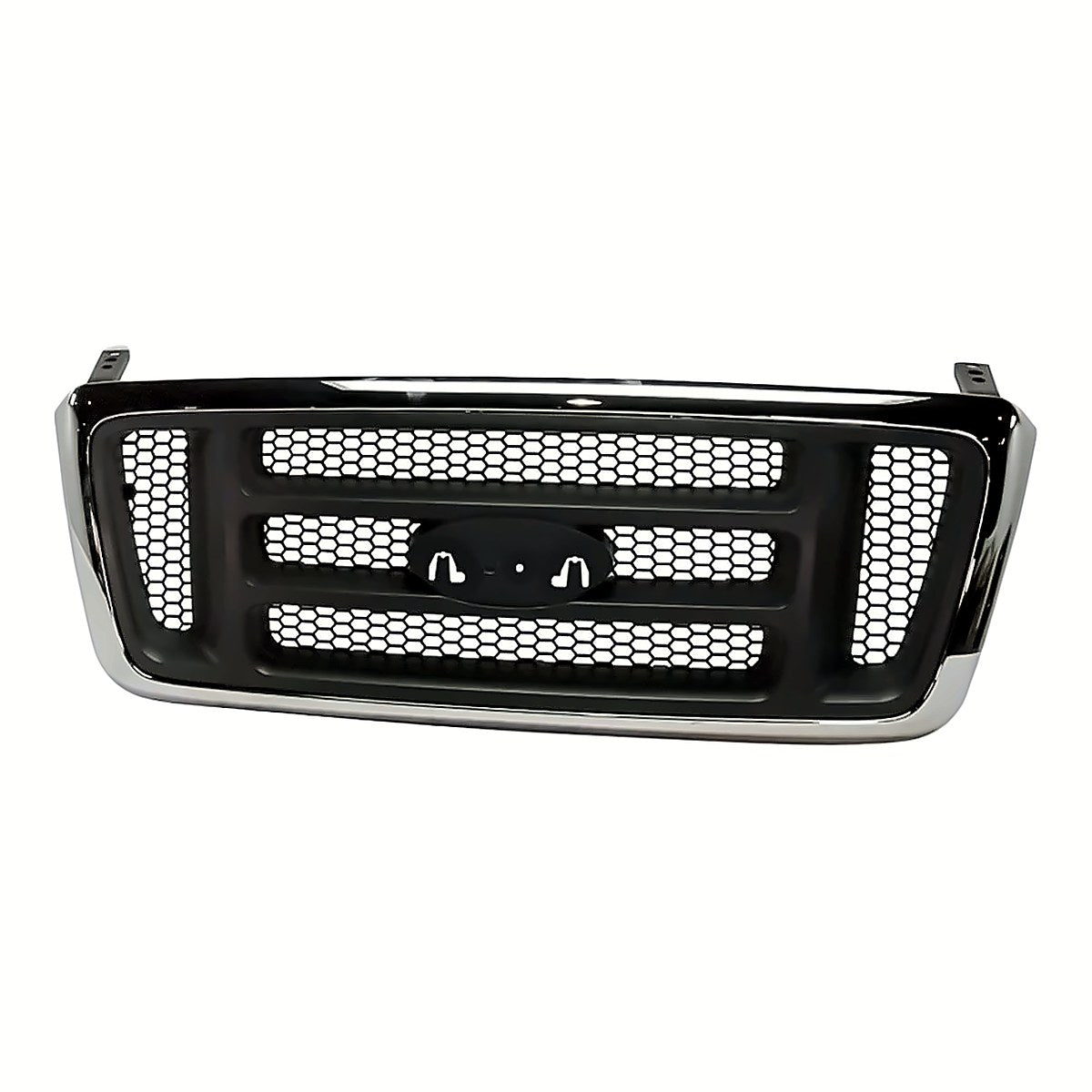 2004 Ford F150 Grille Chrome/Black With Bars Exclude Heritage Model – Front View (FO1200413)