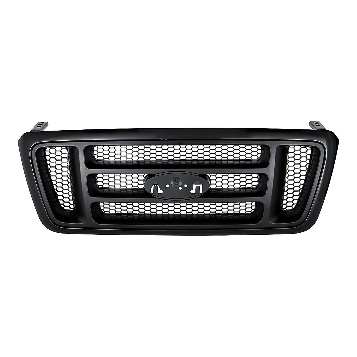 2004-2008 Ford F150 Grille Bar Design With Ptm Frontame/Dark Gray Textured H Bars/Black Honeycomb – Front View (FO1200414)